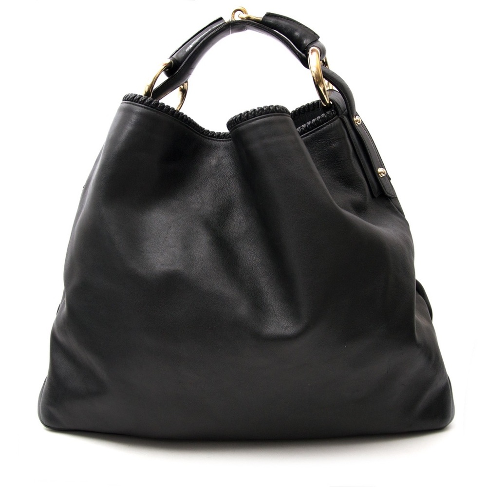 Gucci BLACK LEATHER HORSEBIT BUCKLE HOBO BAG - Picture 1 of 8